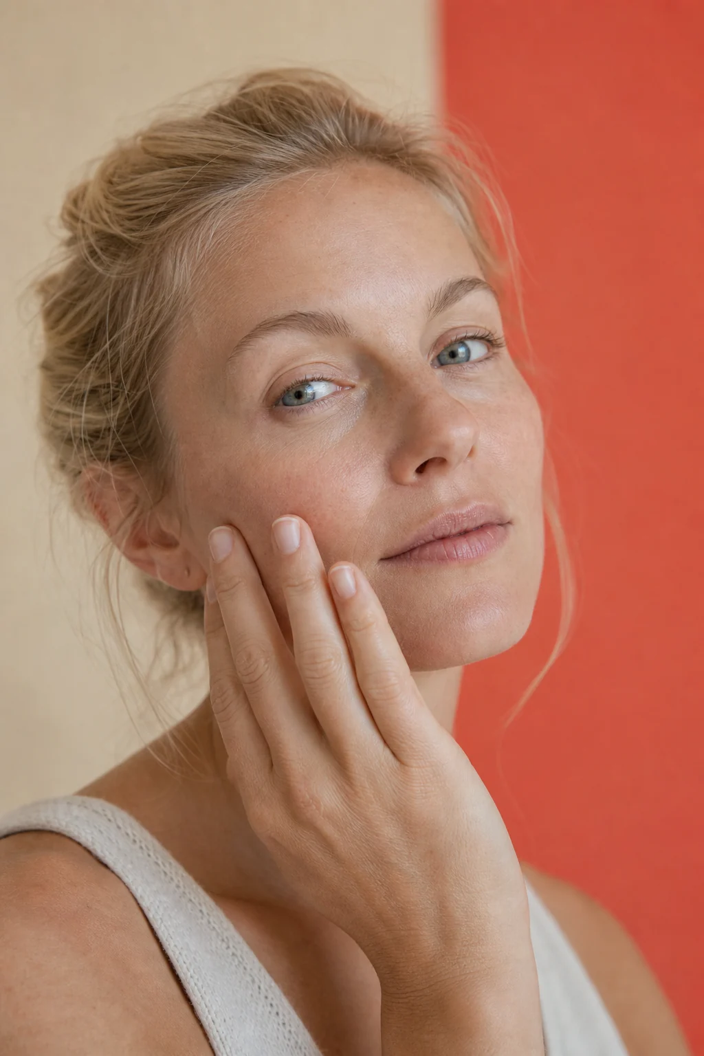 Woman in a quiet skincare moment